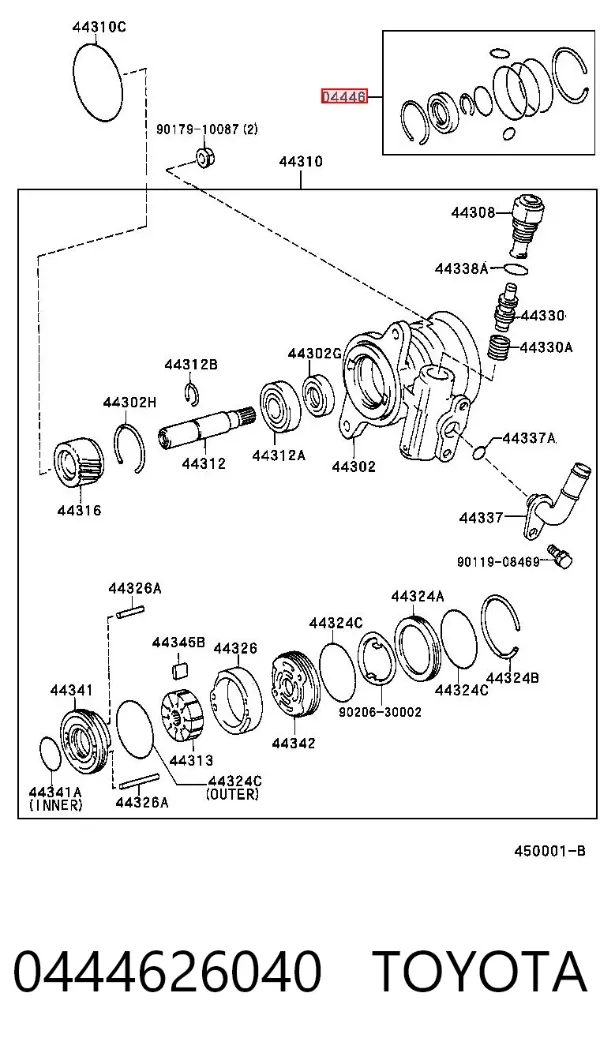Zestaw naprawczy pompy wspomagania hydraulicznego 0444626040 Toyota