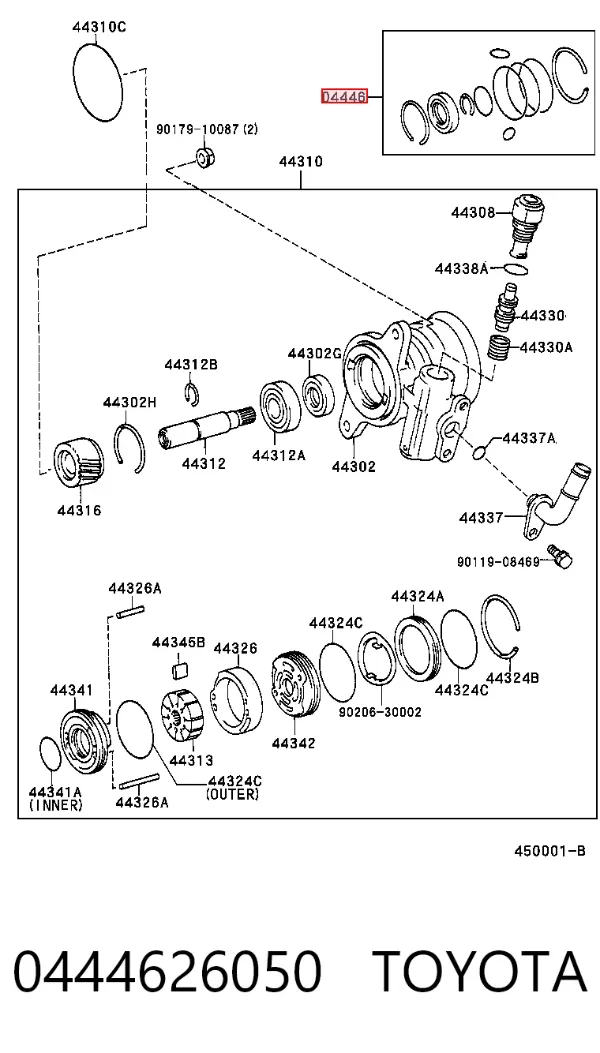 Zestaw naprawczy pompy wspomagania hydraulicznego 0444626050 Toyota