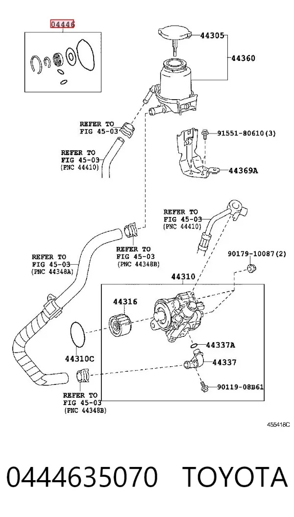 Zestaw naprawczy pompy wspomagania hydraulicznego 0444635070 Toyota