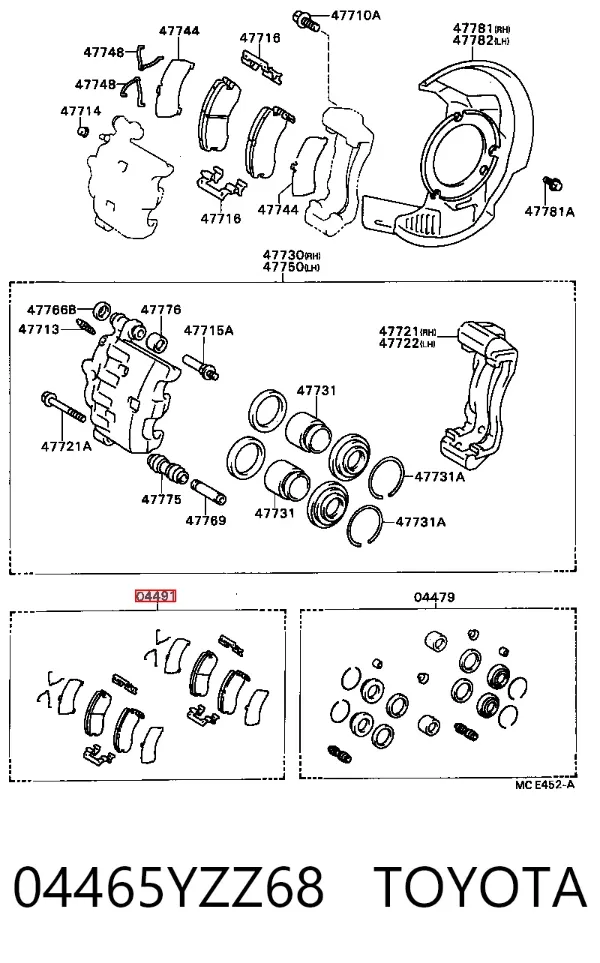 Klocki hamulcowe przednie tarczowe 04465YZZ68 Toyota