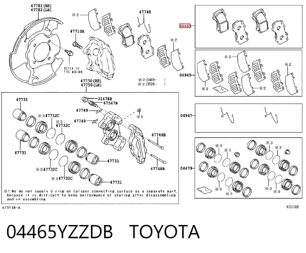 Klocki hamulcowe przednie tarczowe 04465YZZDB Toyota