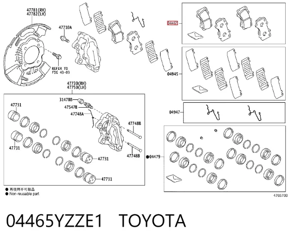 Klocki hamulcowe przednie tarczowe 04465YZZE1 Toyota