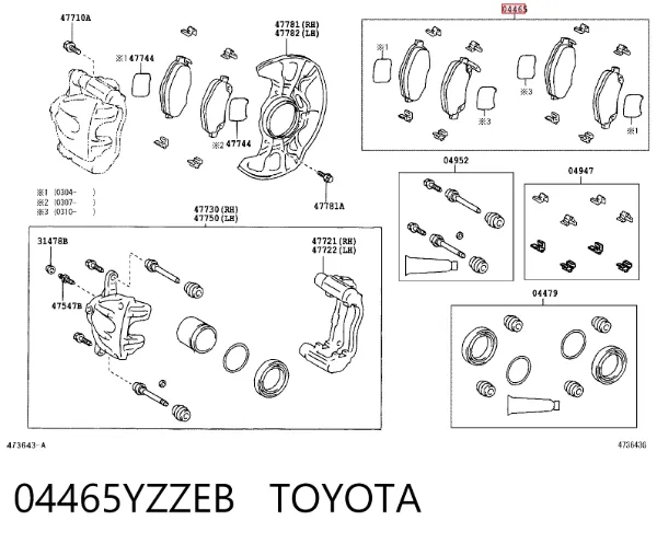 Klocki hamulcowe przednie tarczowe 04465YZZEB Toyota