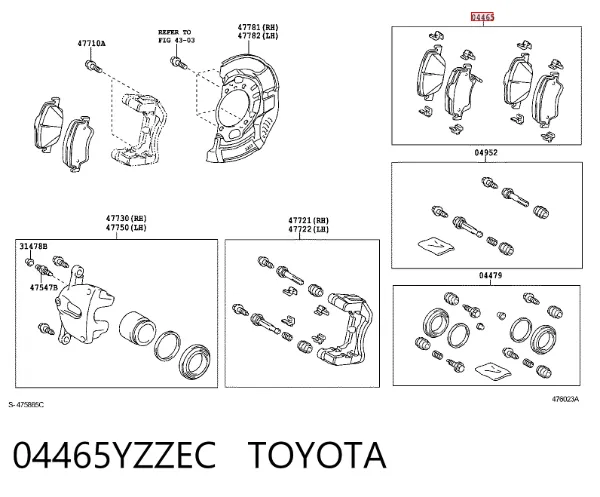 Klocki hamulcowe przednie tarczowe 04465YZZEC Toyota