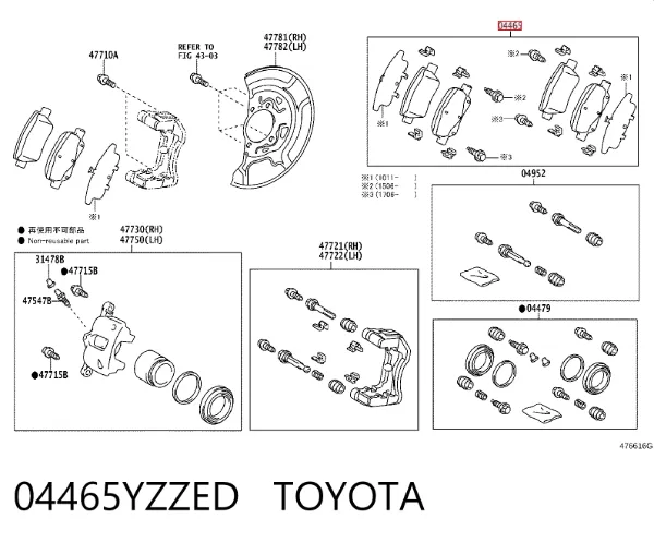 Klocki hamulcowe przednie tarczowe 04465YZZED Toyota