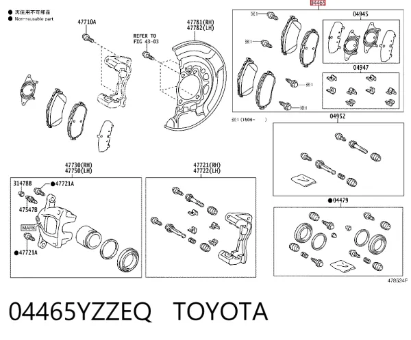Klocki hamulcowe przednie tarczowe 04465YZZEQ Toyota