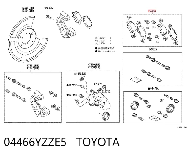 Okładziny (klocki) do hamulców tarczowych tylne 04466YZZE5 Toyota