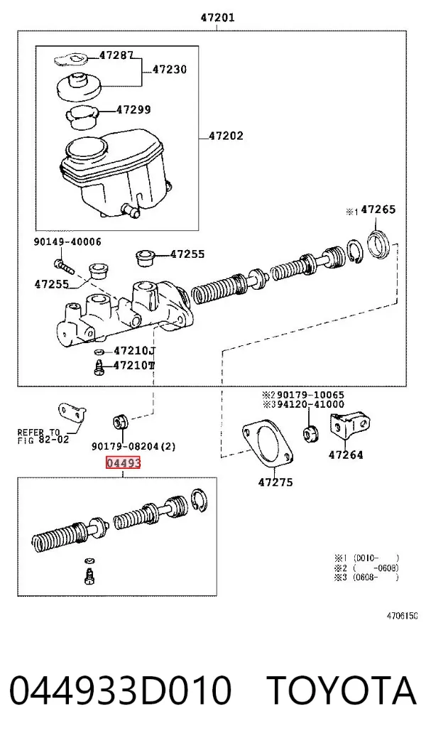 Zestaw naprawczy głównego cylindra hamulcowego 044933D010 Toyota
