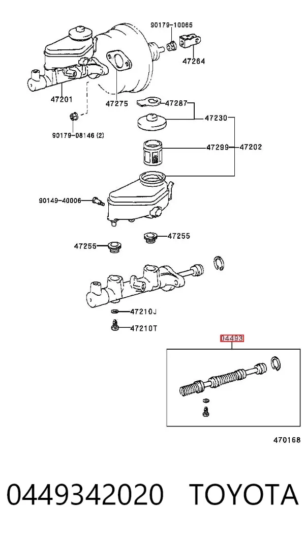 Zestaw naprawczy głównego cylindra hamulcowego 0449342020 Toyota