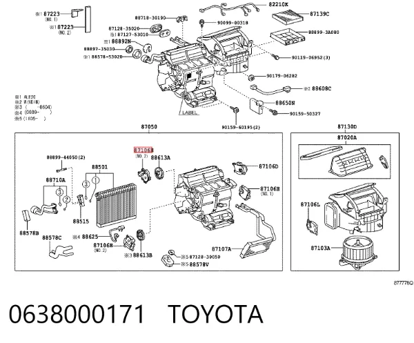 Silniczek klapy nagrzewnicy 0638000171 Toyota