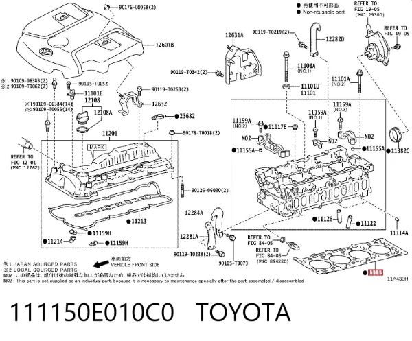 Uszczelka głowicy cylindrów 111150E010C0 Toyota