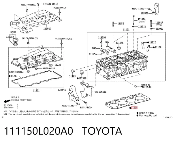 Uszczelka głowicy cylindrów 111150L020A0 Toyota