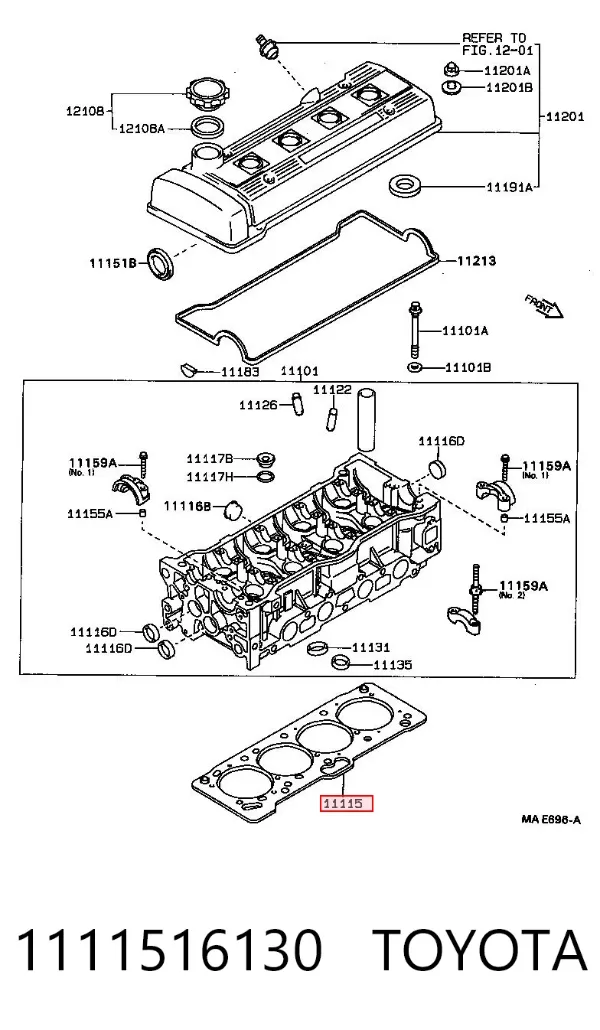 Uszczelka głowicy cylindrów 1111516130 Toyota