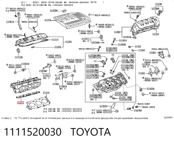 Uszczelka głowicy cylindrów prawa 1111520030 Toyota