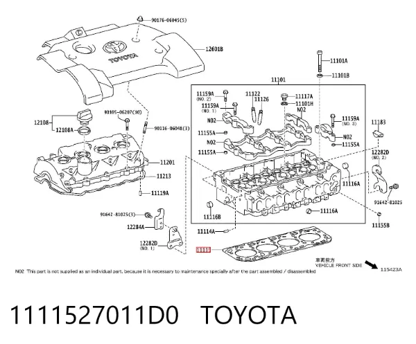 Uszczelka głowicy cylindrów 1111527011D0 Toyota