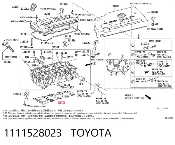 Uszczelka głowicy cylindrów 1111528023 Toyota
