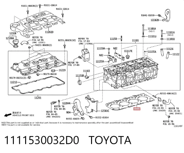 Uszczelka głowicy cylindrów 1111530032D0 Toyota