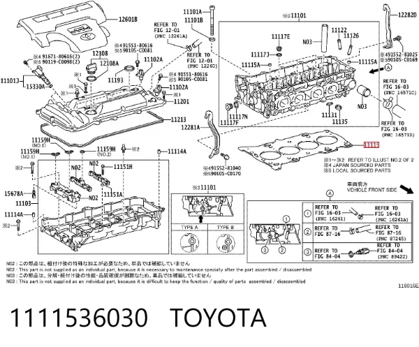 Uszczelka głowicy cylindrów 1111536030 Toyota
