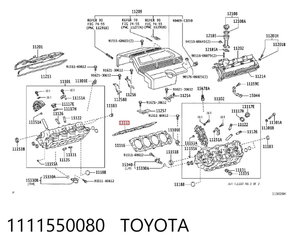 Uszczelka głowicy cylindrów prawa 1111550080 Toyota