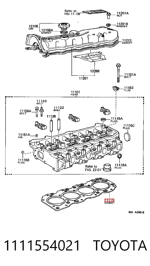 Uszczelka głowicy cylindrów 1111554021 Toyota