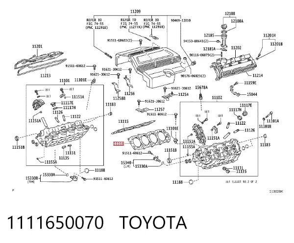 Uszczelka głowicy cylindrów lewa 1111650070 Toyota