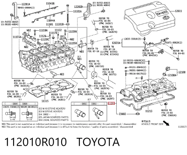 Pokrywa zaworowa 112010R010 Toyota