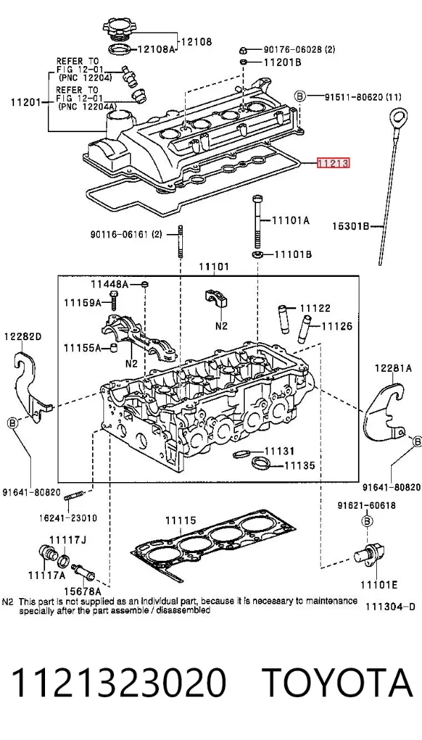 Uszczelka pokrywy zaworowej silnika 1121323020 Toyota