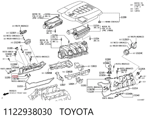 Uszczelka pokrywy przedniej silnika prawa 1122938030 Toyota
