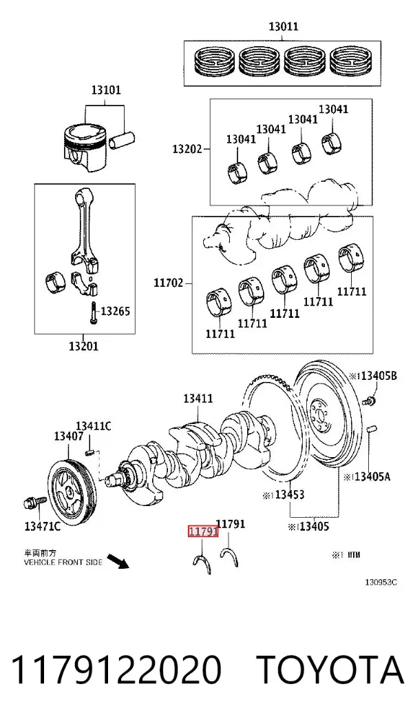 Półpierścień oporowy wału korbowego górny 1179122020 Toyota