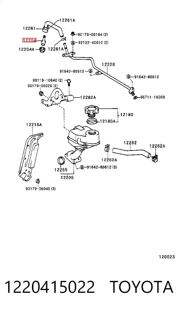 Zawór PCV odpowietrzający silnik 1220415022 Toyota