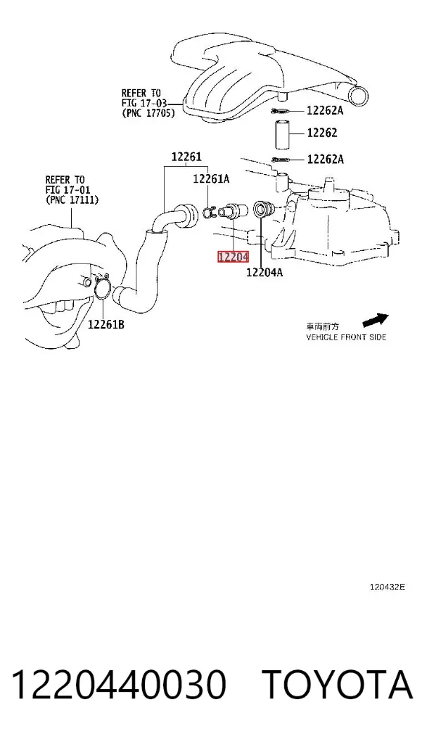 Zawór PCV odpowietrzający silnik 1220440030 Toyota