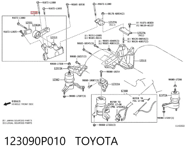Poduszka (podpora) silnika prawa 123090P010 Toyota