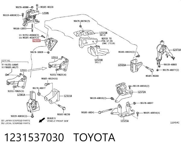 Wspornik prawej poduszki (podpory) silnika 1231537030 Toyota