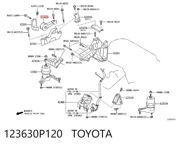 Poduszka (podpora) silnika prawa górna 123630P120 Toyota