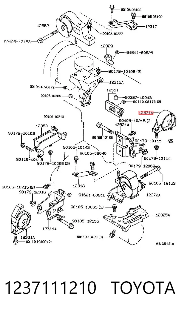 Poduszka (podpora skrzyni biegów) 1237111210 Toyota