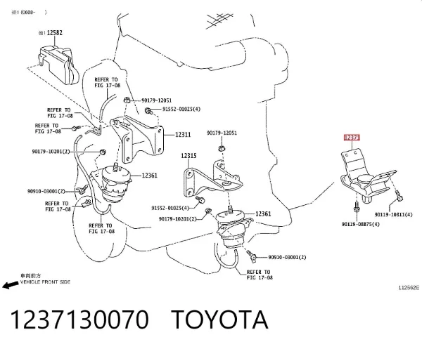 Poduszka (podpora skrzyni biegów) 1237130070 Toyota