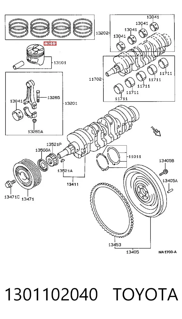 Zestaw pierścieni tłokowych do silnika, STD 1301102040 Toyota