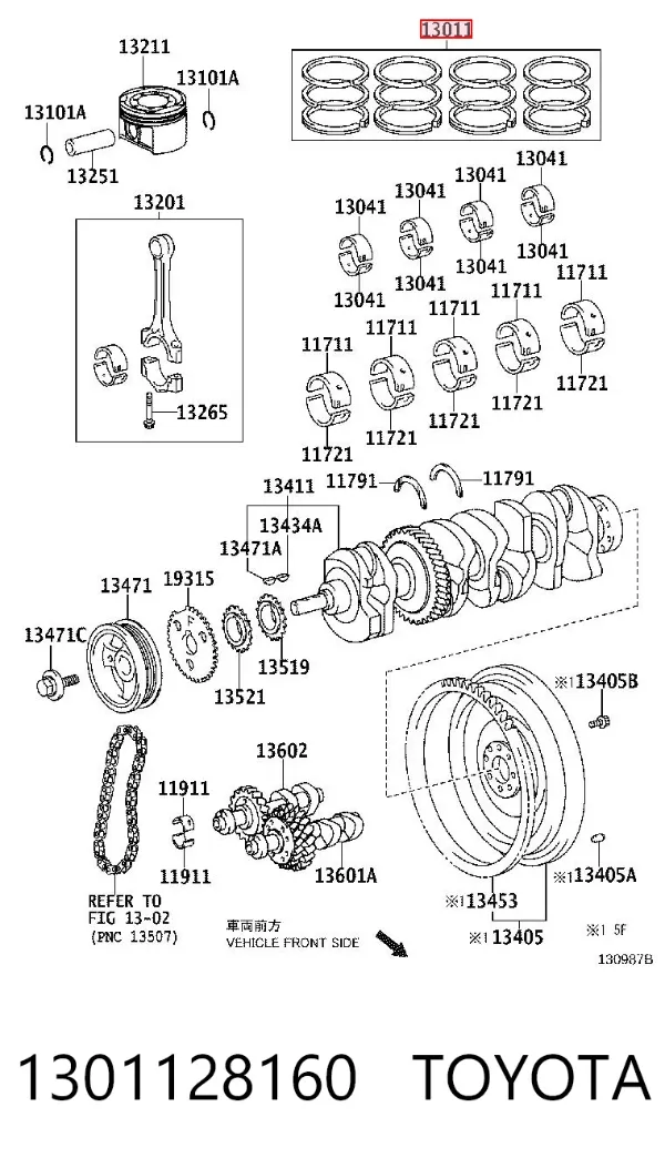 Zestaw pierścieni tłokowych do silnika, STD 1301128160 Toyota