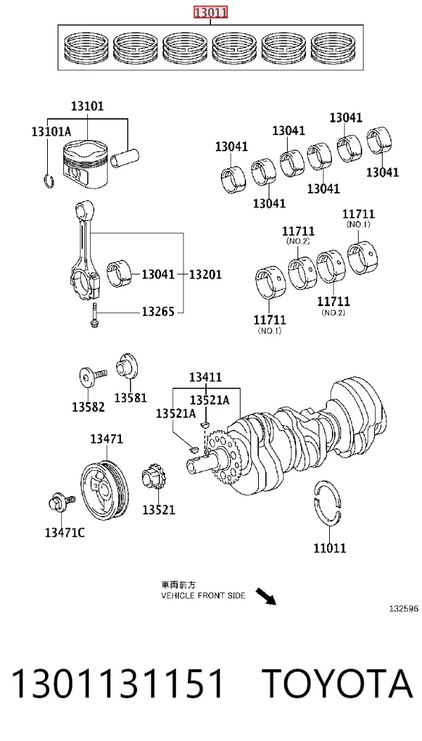 Zestaw pierścieni tłokowych do silnika, STD 1301131151 Toyota