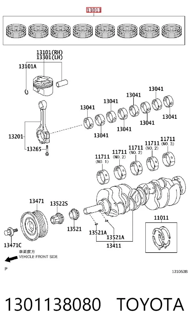 Zestaw pierścieni tłokowych do silnika, STD 1301138080 Toyota