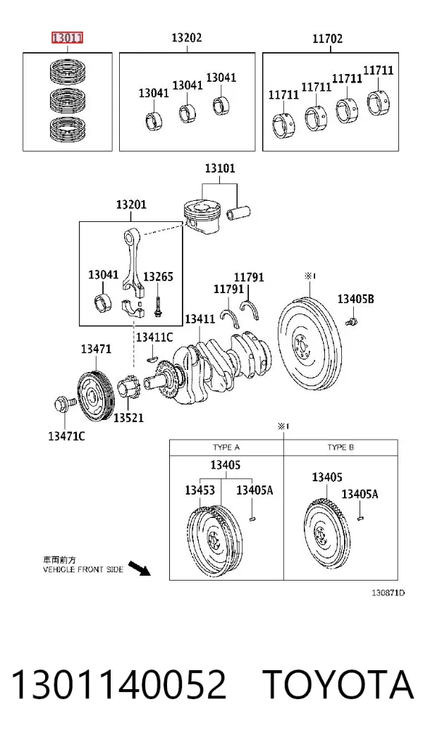 Zestaw pierścieni tłokowych do silnika, STD 1301140052 Toyota