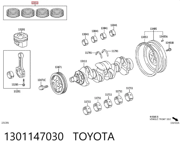Zestaw pierścieni tłokowych do silnika, STD 1301147030 Toyota