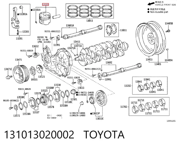 Tłok ze sworzniem bez pierścieni, STD 131013020002 Toyota