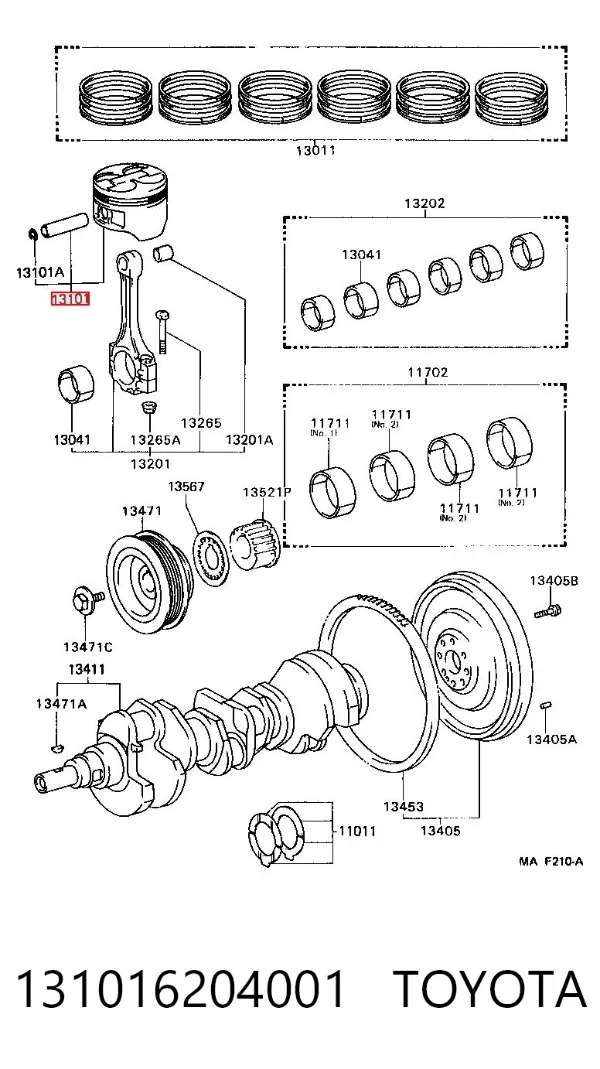 Tłok, komplet do jednego cylindru, STD Toyota Camry III