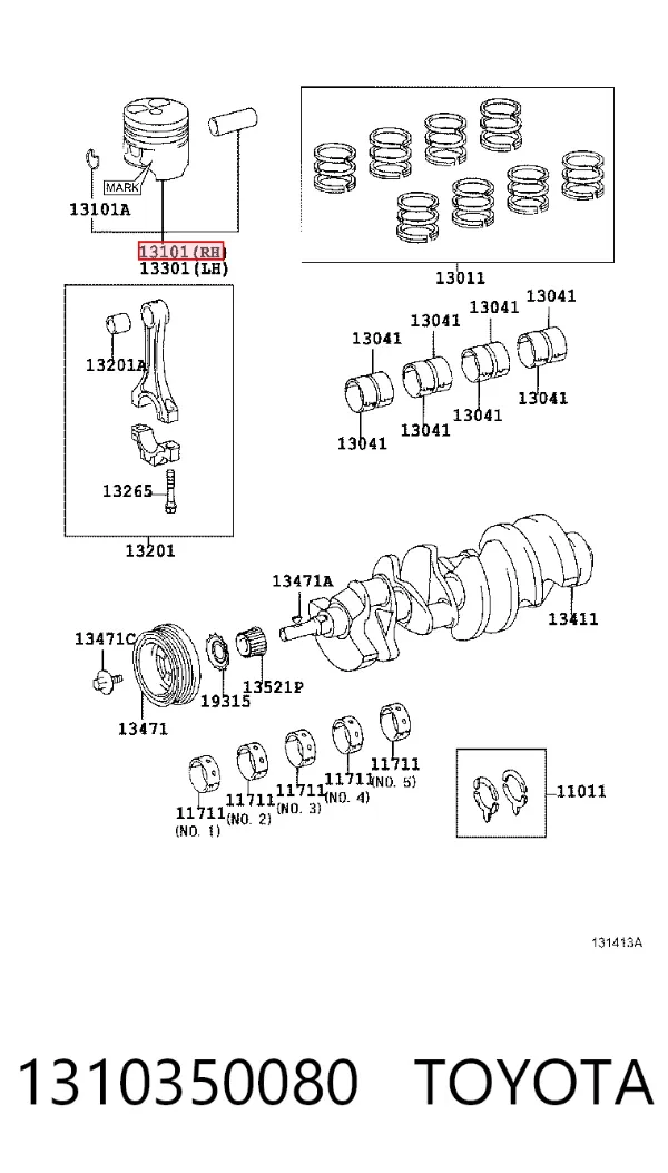 Tłok, komplet na 1 cylinder, 2. naprawa (+0,50) Lexus LX 470