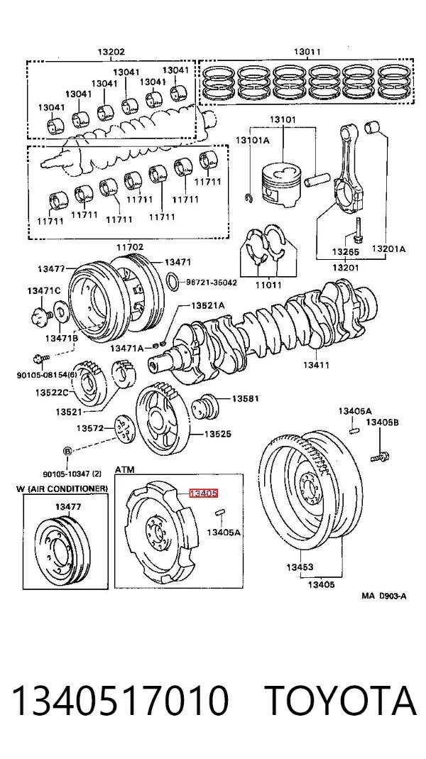 Koło zamachowe silnika 1340517010 Toyota