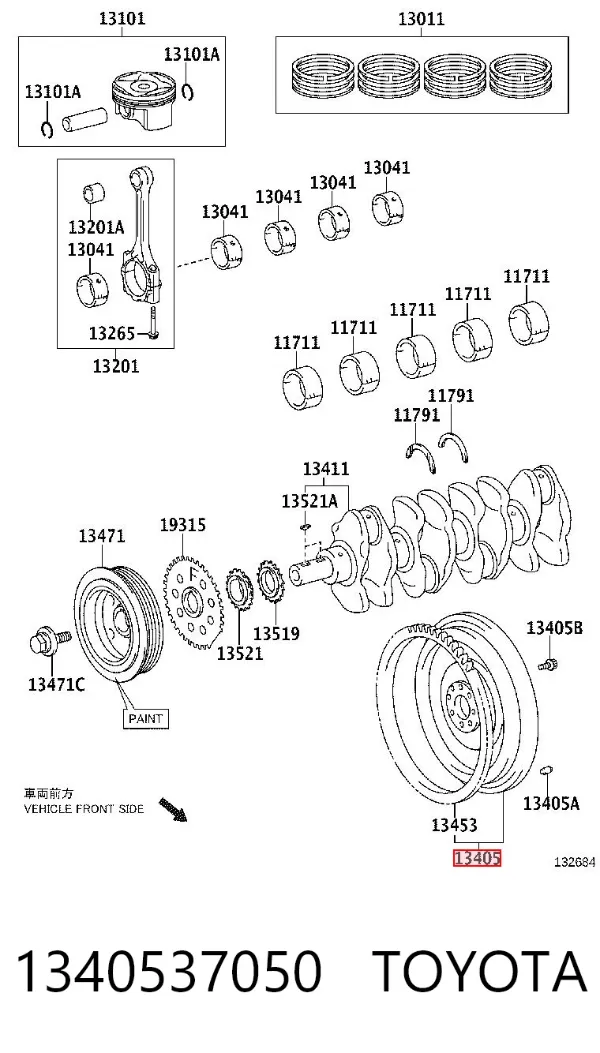 Koło zamachowe silnika 1340537050 Toyota