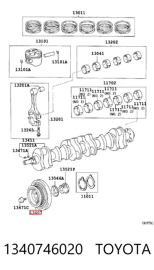 Koło pasowe wału korbowego 1340746020 Toyota