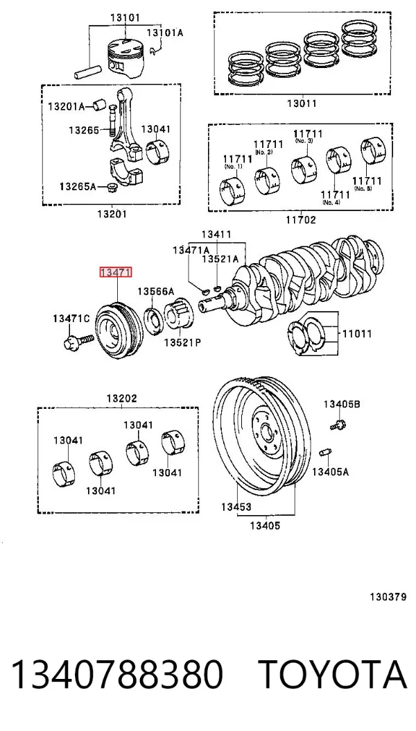 Koło pasowe wału korbowego 1340788380 Toyota