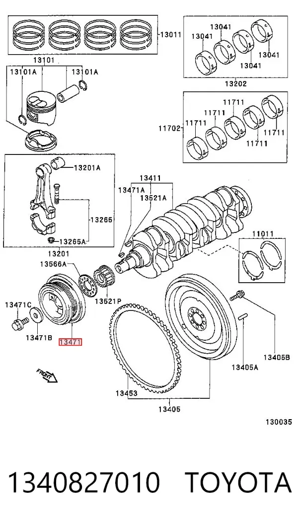 Koło pasowe wału korbowego 1340827010 Toyota